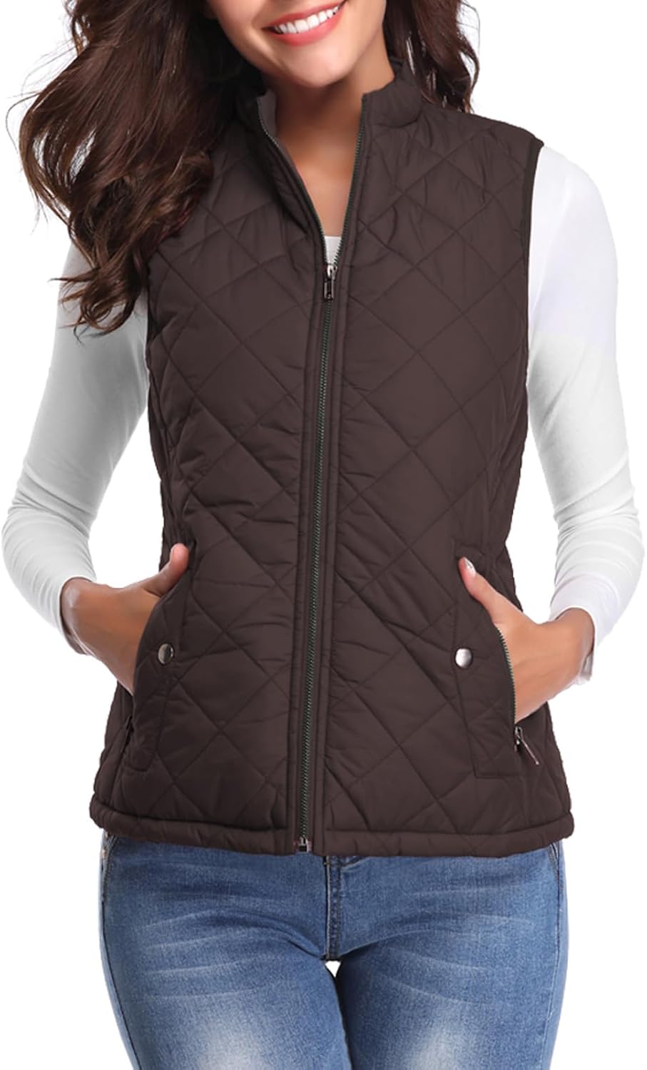 Fuinloth Women's Quilted Vest: Stylish Lightweight Zip Gilet