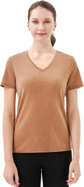 100% Merino Wool V Neck T-Shirt for Women - Odor Resistant Base Layer