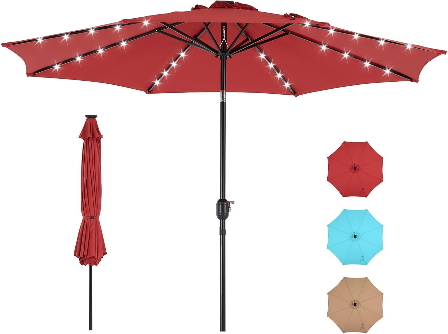 DUMOS 10 FT LED Outdoor Patio Umbrella with Solar Lights