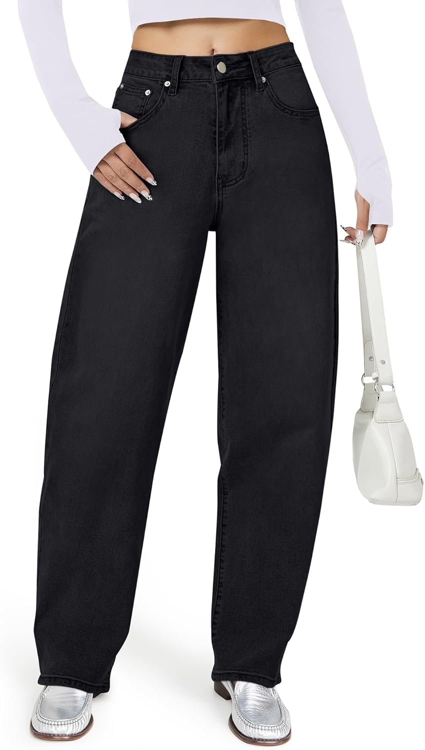 Barrel Jeans for Women: High Waisted Wide Straight Leg Style