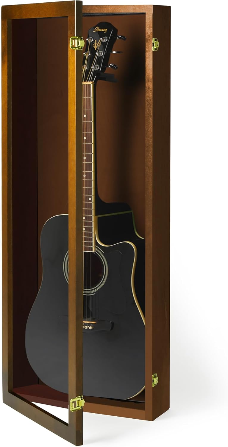 Premium Acoustic Guitar Display Case with Hardwood Frame