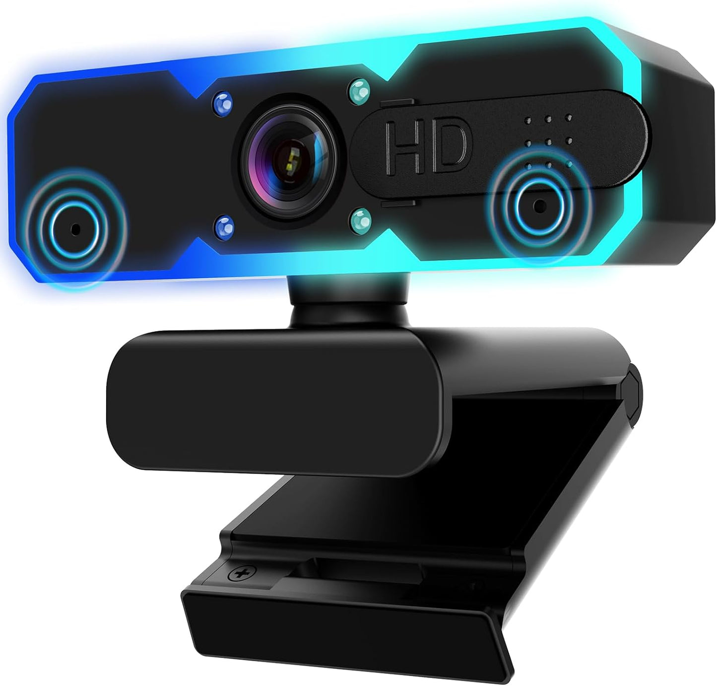 NBPOWER 1080P Webcam with Microphone and RGB Light for Streaming