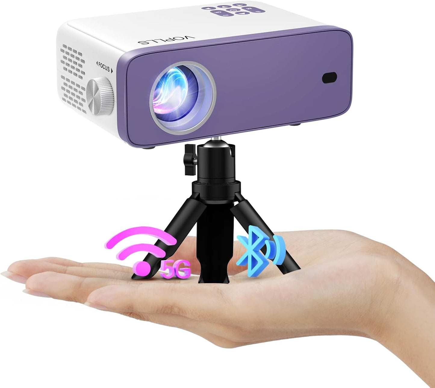 VOPLLS Mini Projector: Full HD, WiFi, Bluetooth, Portable Outdoor Theater - 50% Zoom!