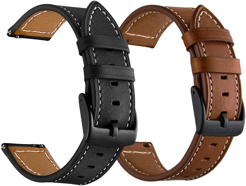 Premium Leather Bands for Galaxy Watch - Brown+Black