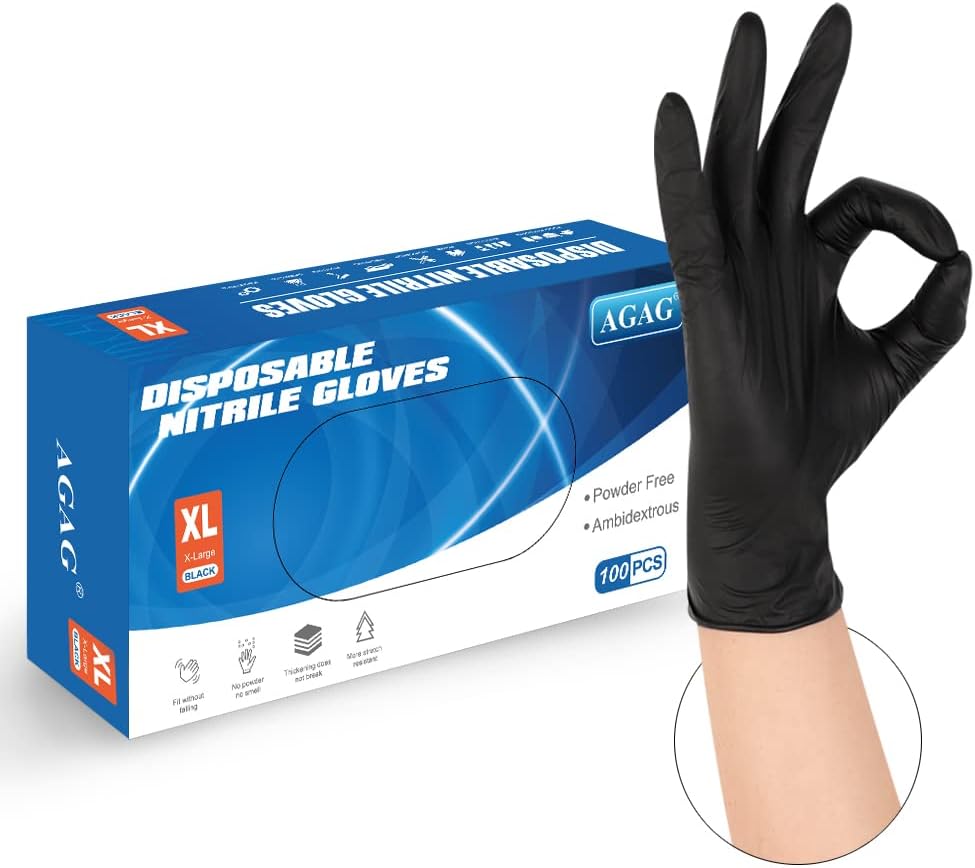 AGAG Black Nitrile Cooking Gloves - Ultra Strong, 100PCs
