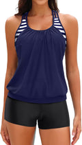 Women's sporty tankini bathing suit set with shorts by Yonique