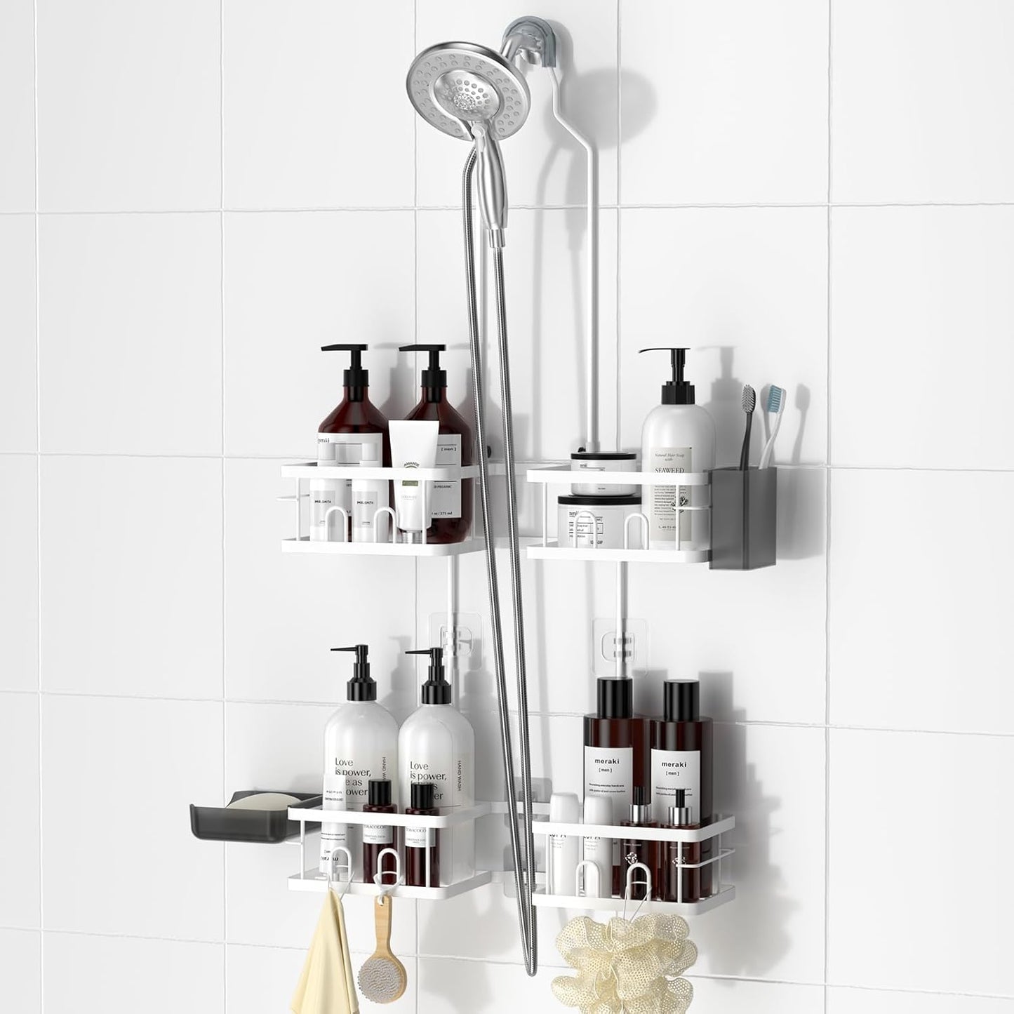 Adjustable Shower Caddy for Handheld Showerheads - Rustproof Design