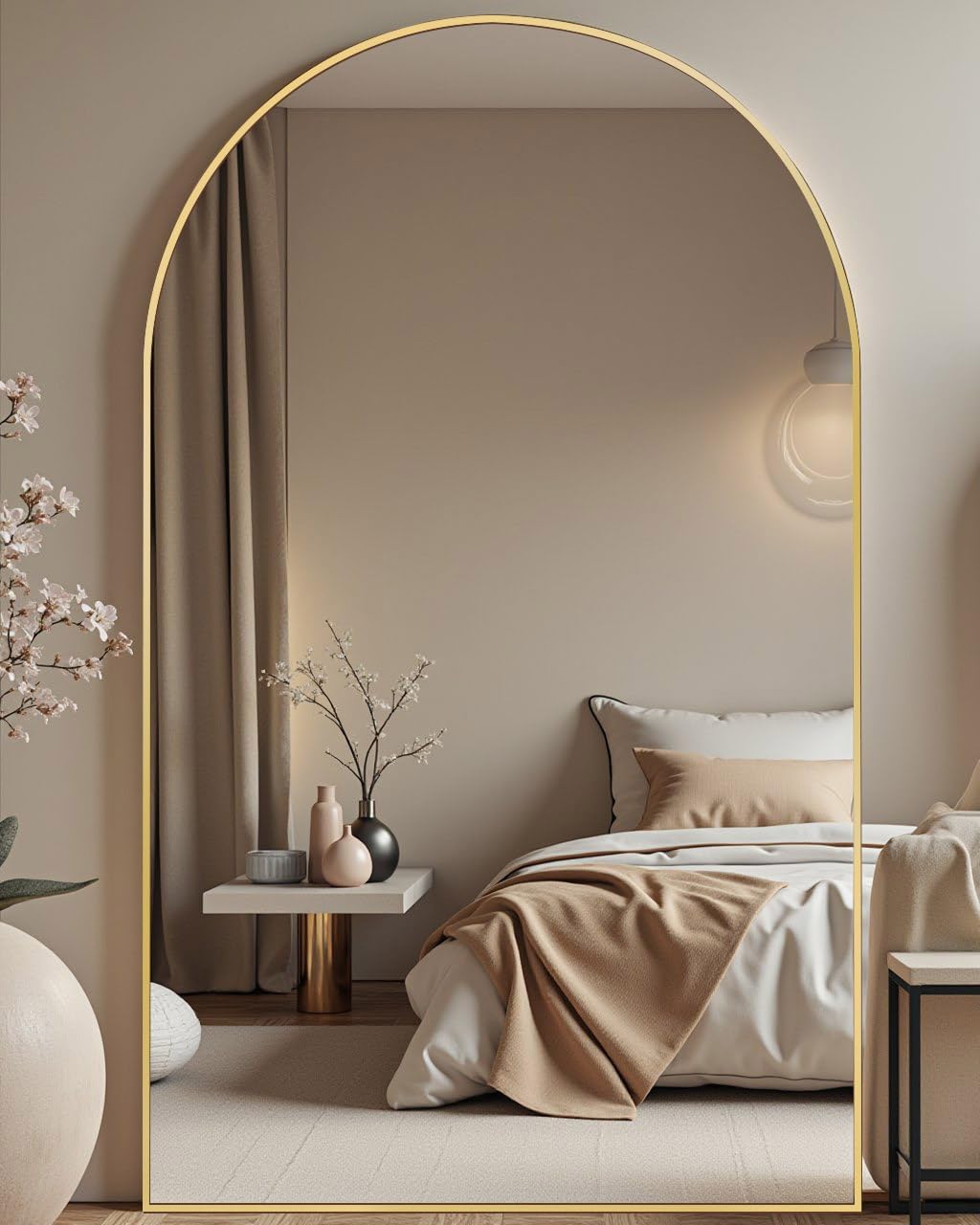 Arched Full Length Mirror - Oversized Gold Frame Design