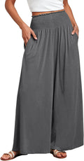 ANRABESS Women Palazzo Pants Boho Wide Leg High Smocked Waist