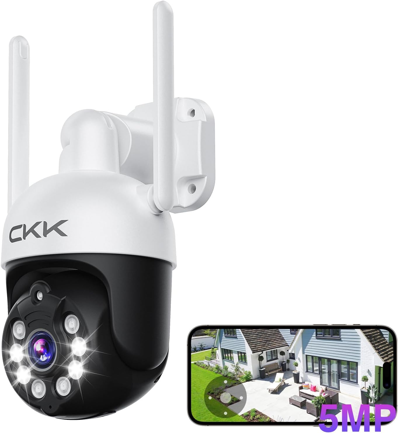 5MP PTZ Camera Outdoor with 3K Color Night Vision and AI Alerts