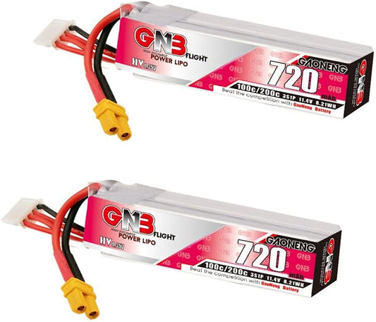 GAONENG 2pcs GNB 3S 720mAh 100C LiPo Battery for Drones