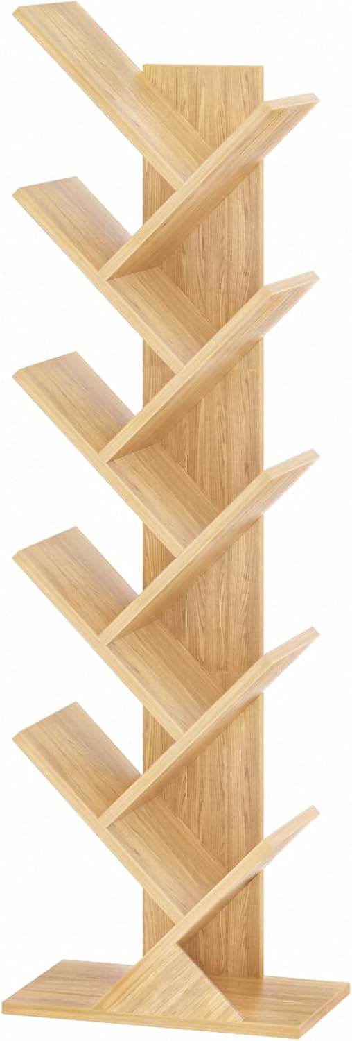 10 Tier Tree Book Shelf for Narrow Spaces - Stylish Storage Solution