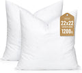 Down Alternative Pillow Insert 22x22 - Ultra Soft Fluffy Set of 2