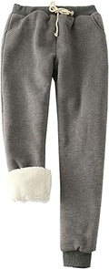 Women's Winter Warm Fleece Joggers Sherpa Lined Sweatpants - Cozy Fit