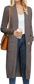 Women's Long Cardigan Sweater - Lightweight Maxi Duster with Pockets