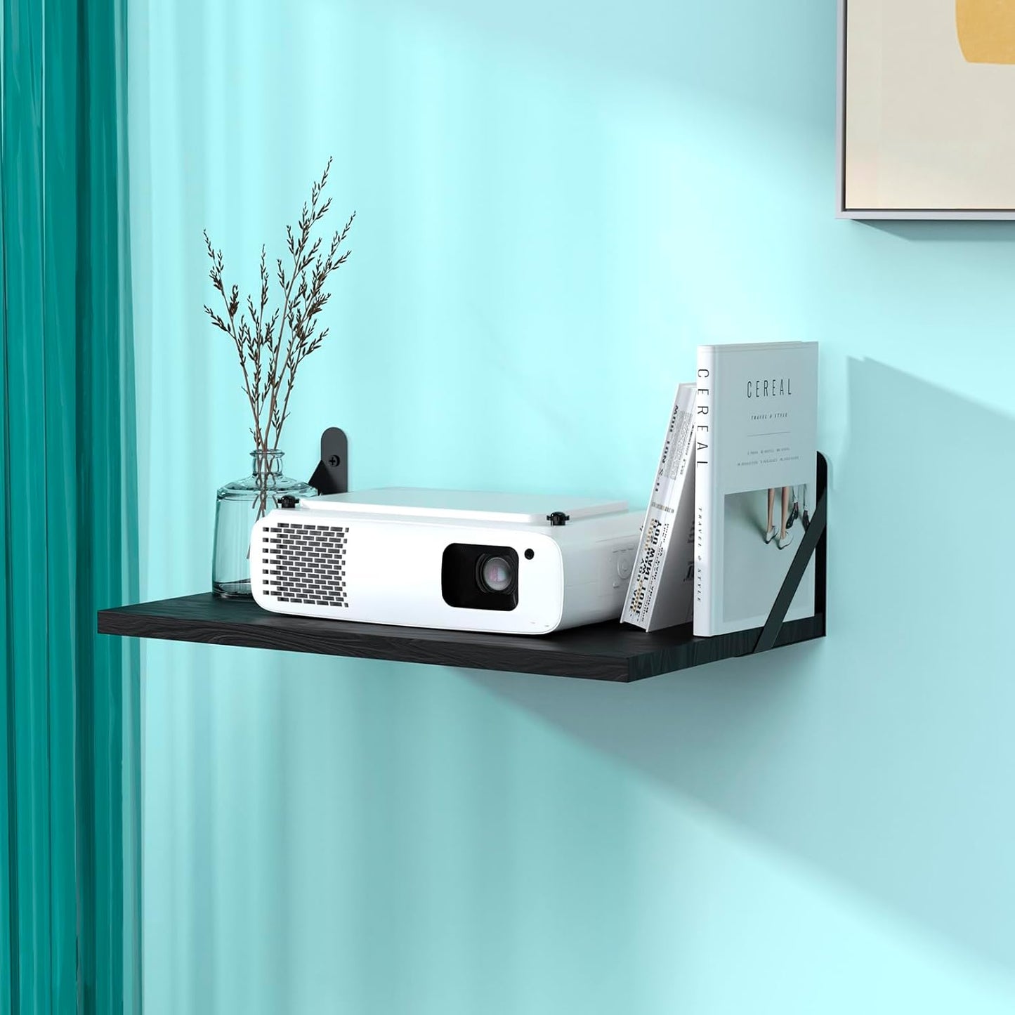 Wooden Floating Projector Shelf - Max 20lb Load