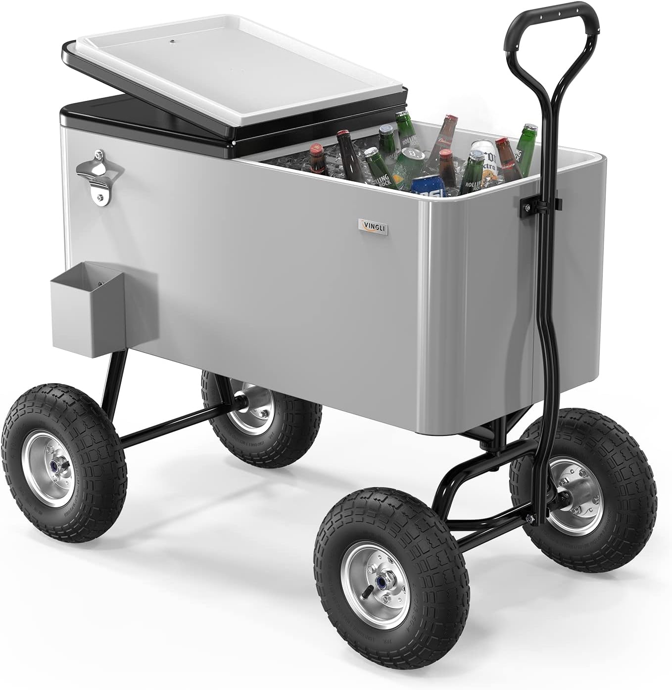 VINGLI 80 Quart Rolling Cooler Ice Chest for Outdoor Parties