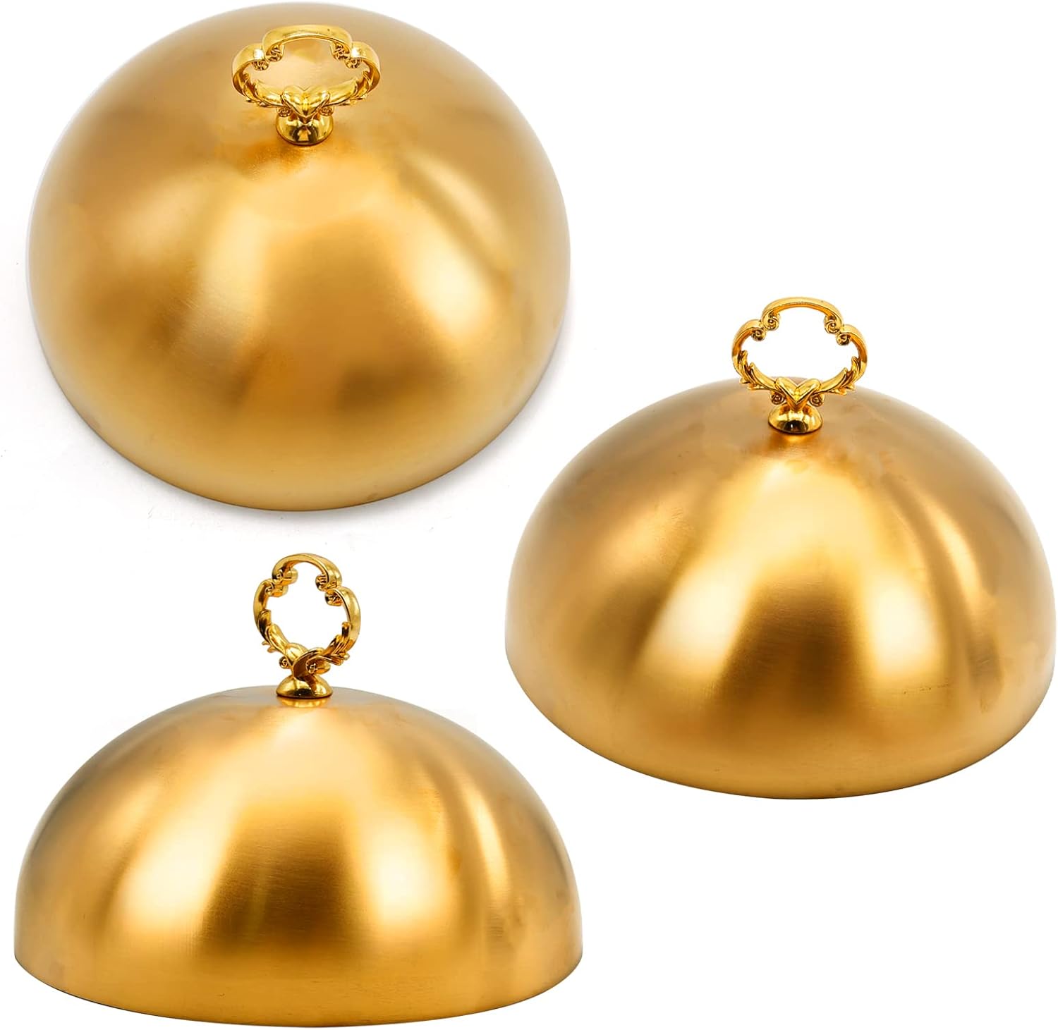 Dust-Proof Stainless Steel Food Dome Cover, Elegant Gold Finish