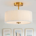 Bargeni Semi Flush Mount Ceiling Light Fixture - Pleated Gold Drum