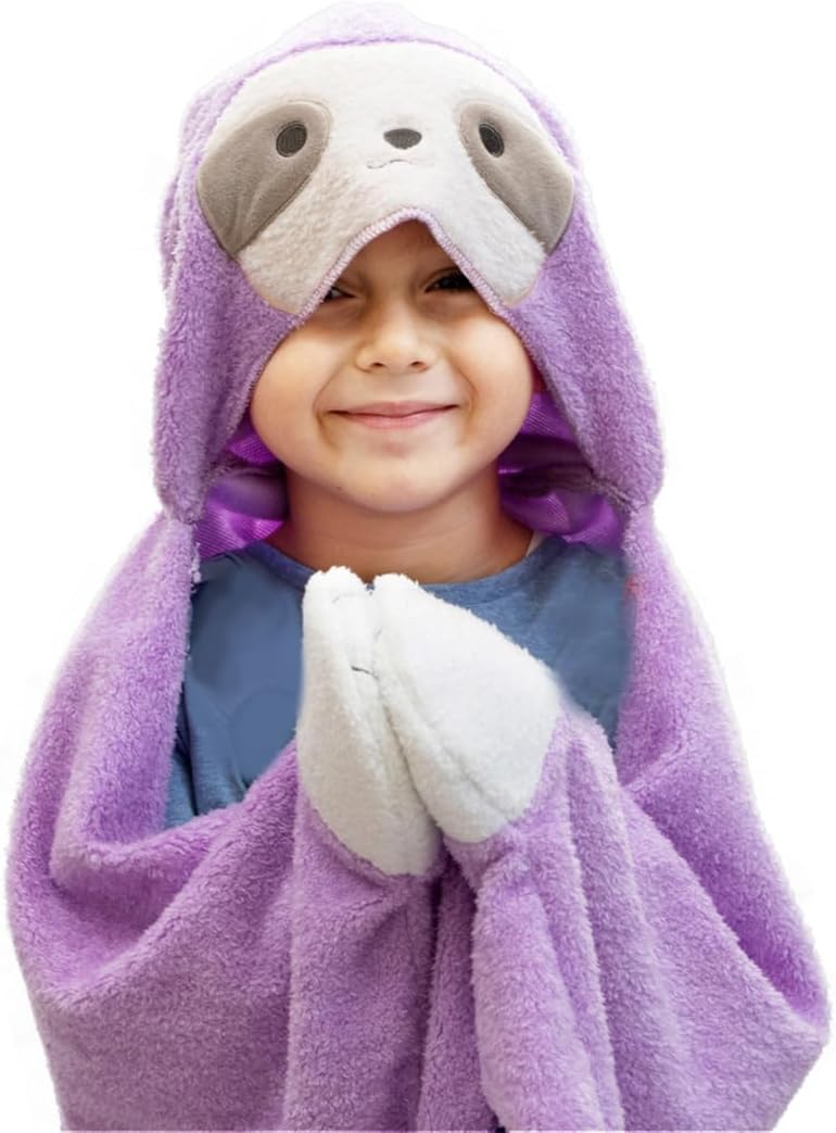 Adora Kids Sloth Blanket Hoodie - 3ft Soft Purple