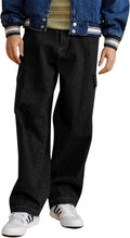 Boys Cargo Baggy Pants Elastic Waist Wide Leg Jeans - Casual Fit