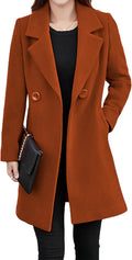 Tanming Womens Elegant Notched Collar Wool Blend Pea Coat - Timeless
