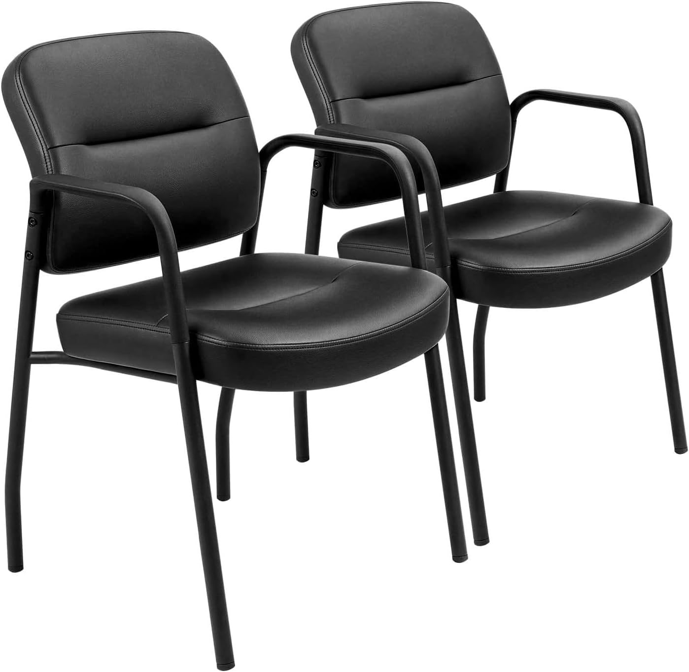 Ergonomic Leather Guest Chairs with Armrest for Office Use