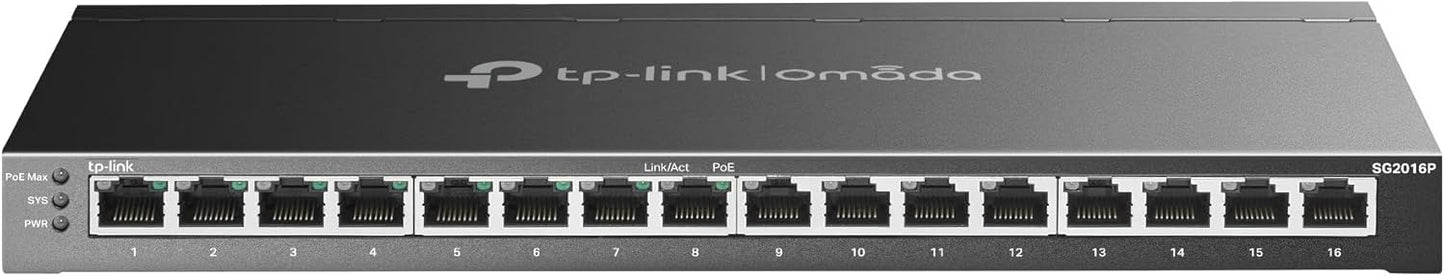 TP-Link JetStream 16-Port Gigabit Smart Switch with PoE+ Support