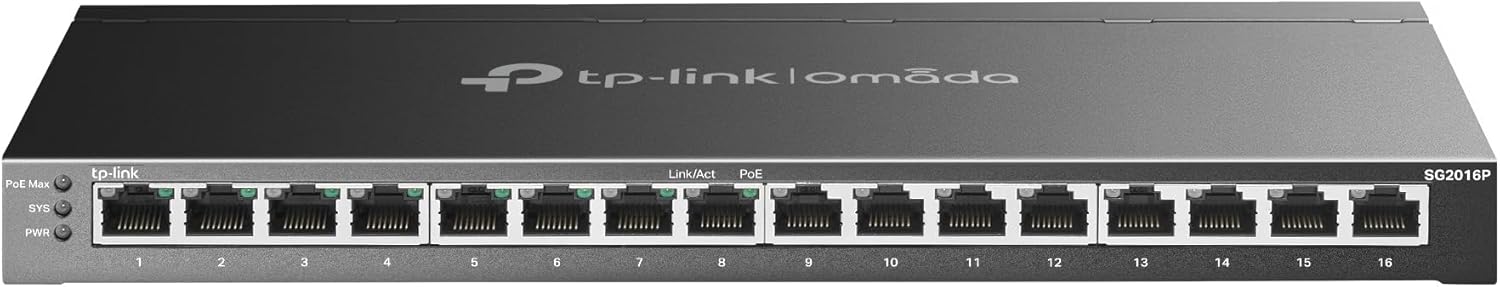 TP-Link JetStream 16-Port Gigabit Smart Switch with PoE+ Support