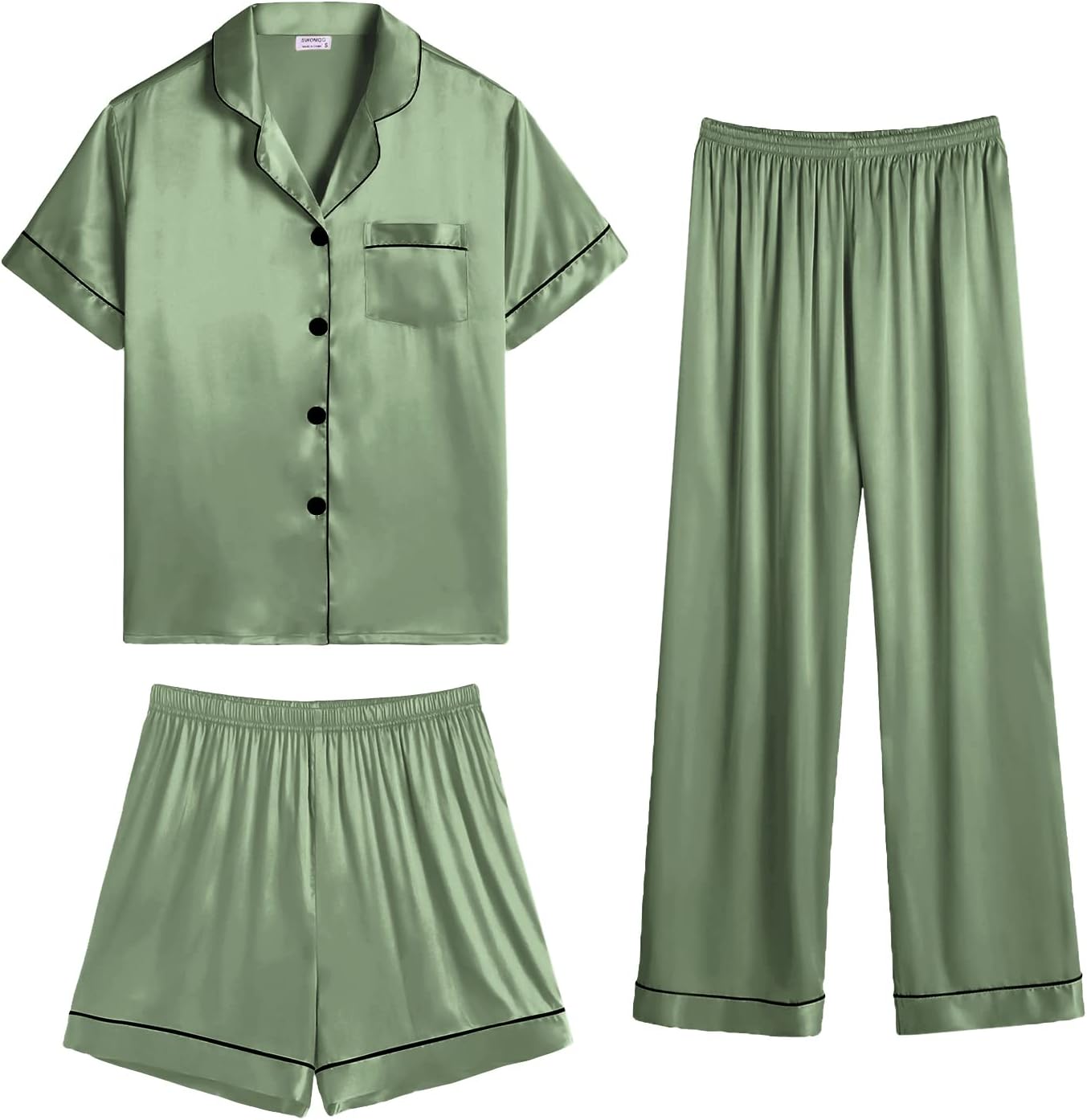SWOMOG Womens Silk Satin Pajama Sets for Ultimate Comfort