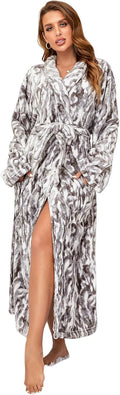 RONGTAI Womens Bathrobe Fleece Plush Long Robe - Extra Warm Fit