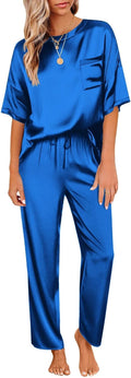 Ekouaer Womens Satin Silky Pajama Set - Lightweight