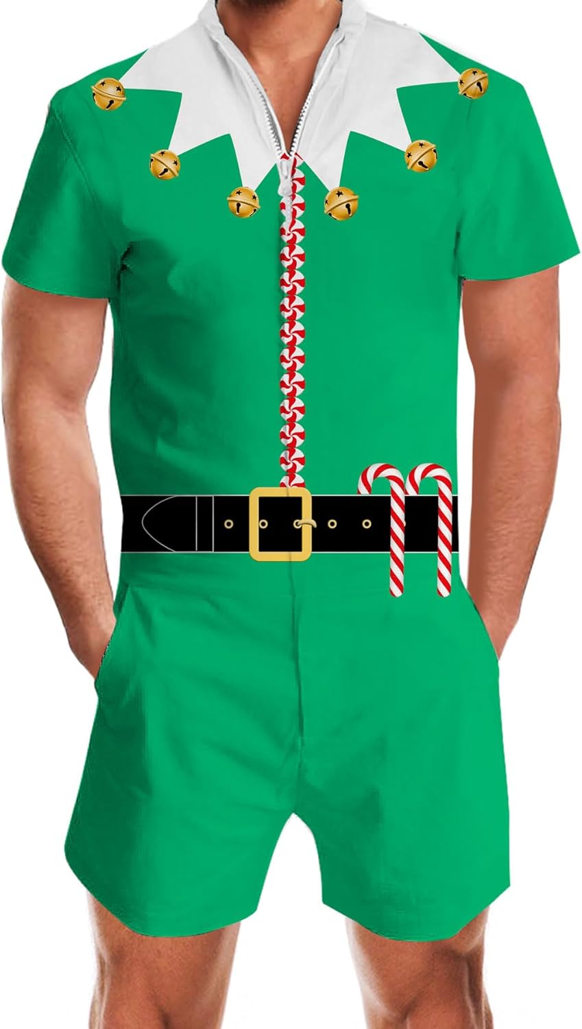 Goodstoworld Male Hawaiian Romper Slim Fit Jumpsuit with Pocket