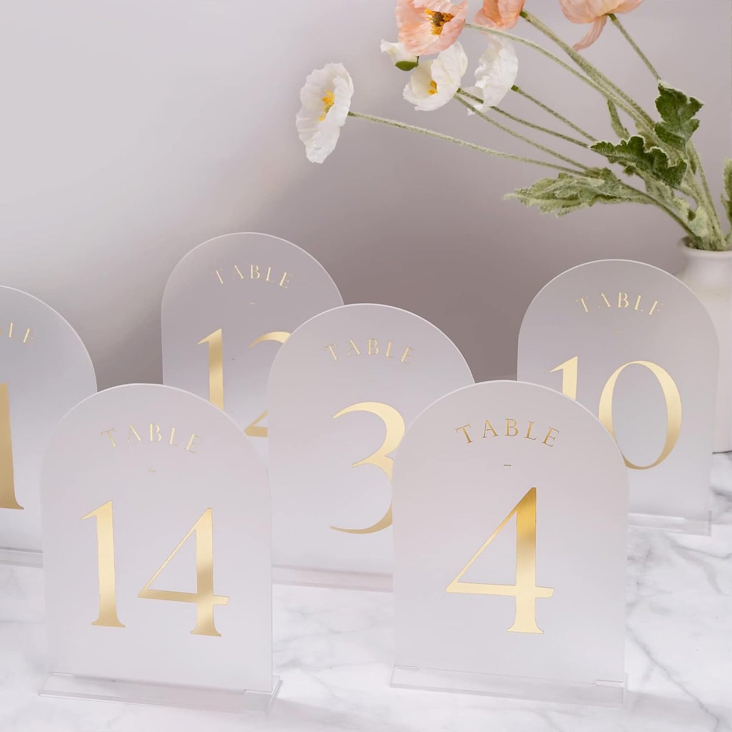 Frosted Arch Wedding Table Numbers 1-15 w/Stands for Events