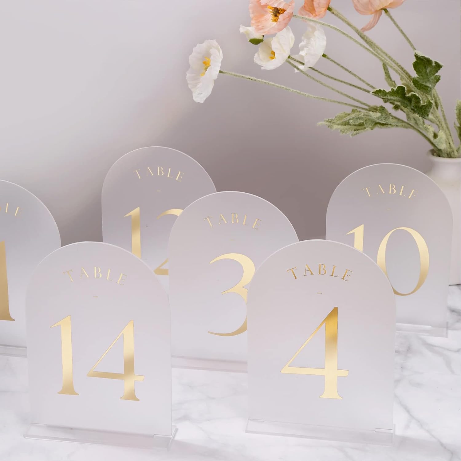Frosted Arch Wedding Table Numbers 1-20 for Elegant Events