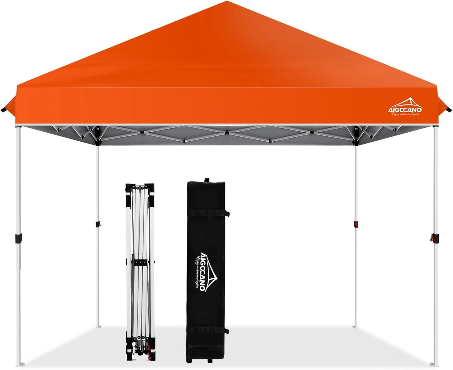 Pop up Canopy Tent 10x10 for Parties with Wheeled Bag Orange