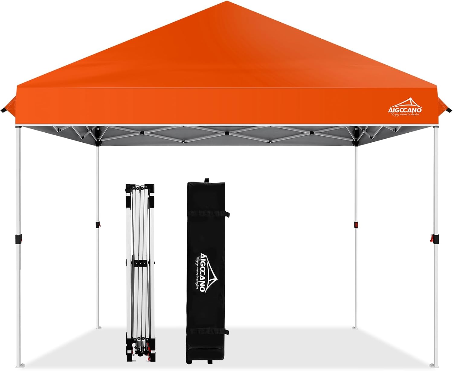 Pop up Canopy Tent 10x10 for Parties with Wheeled Bag Orange