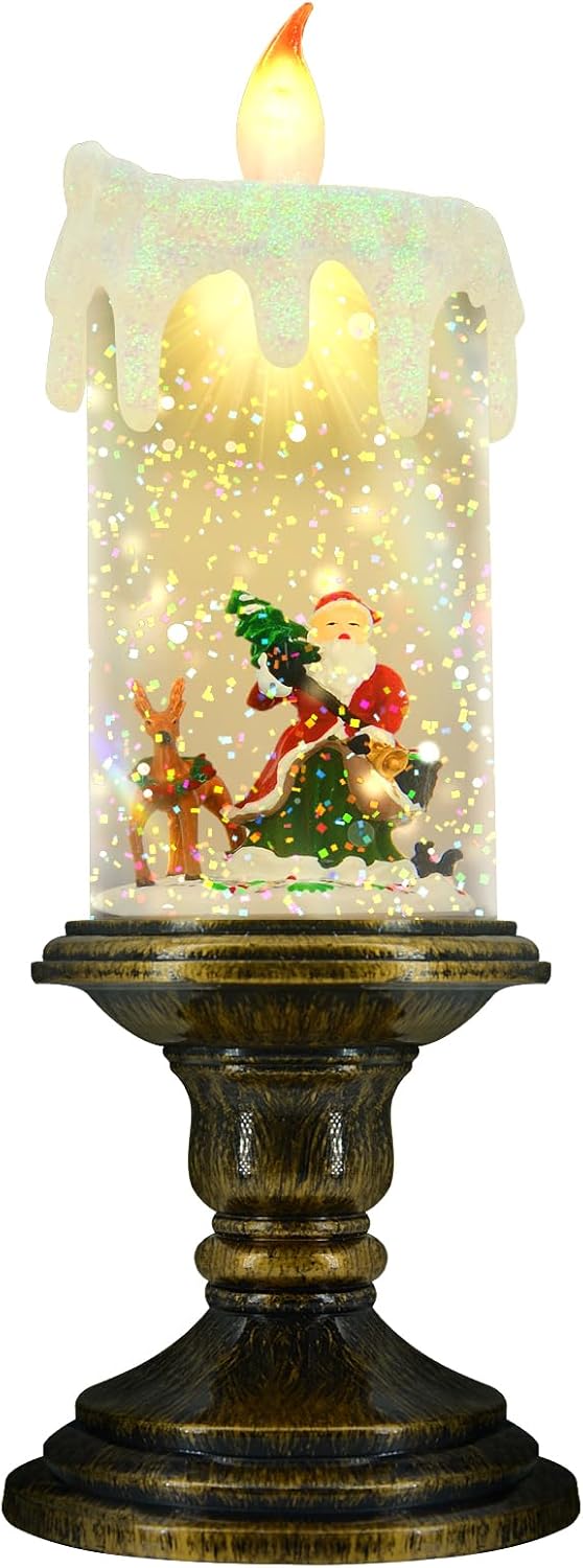Christmas Flameless Candles with Timer for Holiday Decor