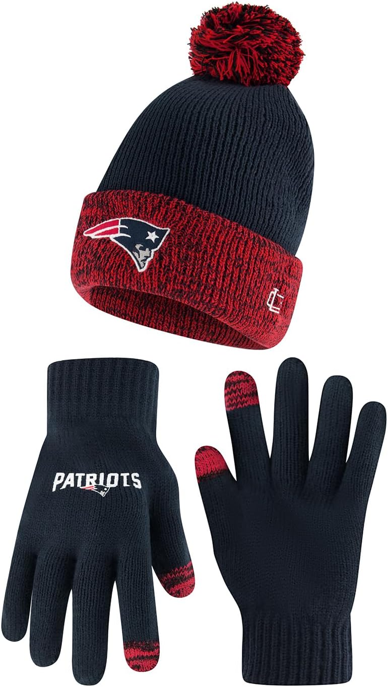 Ultra Game NFL Super Soft Two Tone Beanie and Touch Screen Gloves