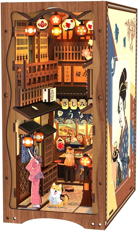 CUTEBEE Book Nook Kit - DIY Miniature House Under Sakura Tree