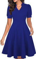 Mokayee Womens Summer Short Puff Sleeve Fit and Flare Dress Two