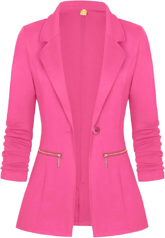 Genhoo Women's Long Sleeve Blazer Open Front Cardigan Jacket