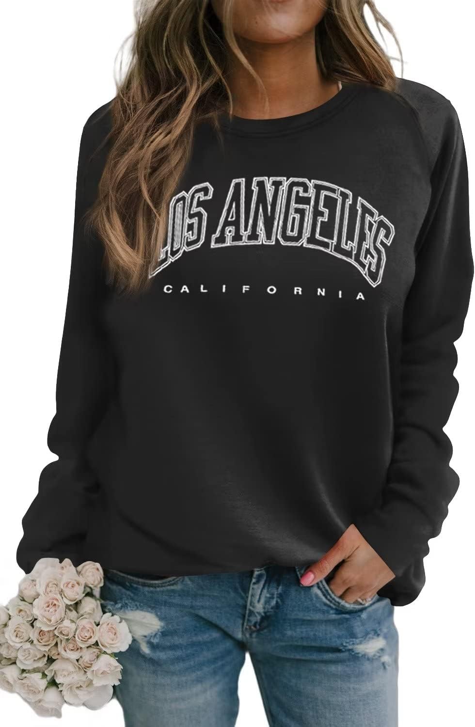 Dressmine Cute Letter Print Crewneck Sweatshirt