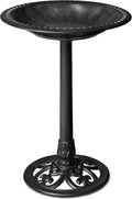 28in Pedestal Bird Bath with Fleur-de-Lis Accents - Vintage Style