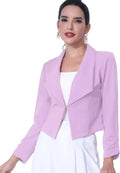 Allegra K Women's Notched Lapel Ruched Sleeve Cropped Blazer - Office