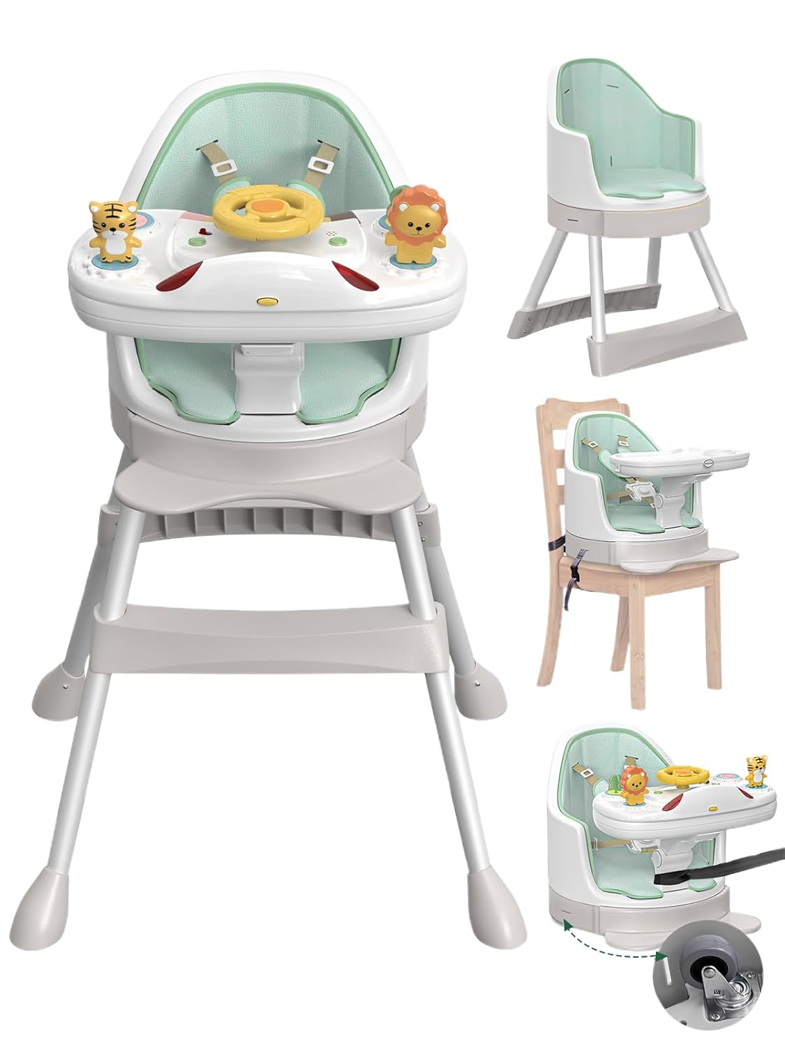 8-in-1 Convertible High Chair: Sensory Exploration & Mobility for Babies