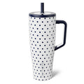 40oz White Polka Dots Leakproof Tumbler with Handle and Straw