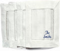 Custom Family Name Linen Coasters Set by TYCEmbroidery
