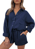 AUTOMET 2 Piece Lounge Set for Women - Oversized Shirt & Drawstring