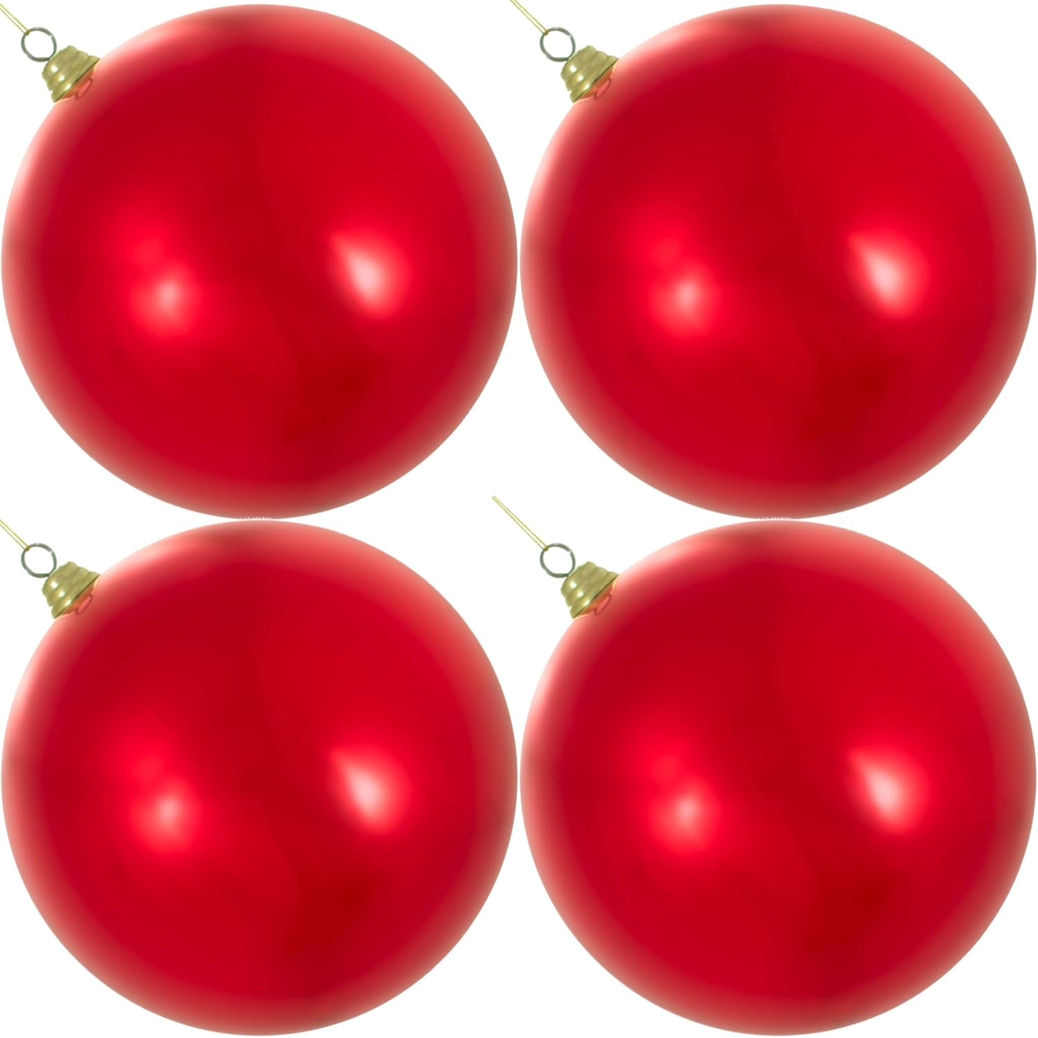 11in Shiny Red Christmas Ball Ornaments Set of 4 for Decor